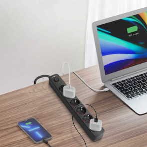 Сетевой удлинитель VIDEX ONCORD с/с 6п 3м (3x1.5мм) с кнопкой Black №10