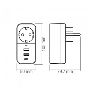 Сетевой адаптер VIDEX ONCORD с/с 1п 2.4A 2USB+USB-C White №8