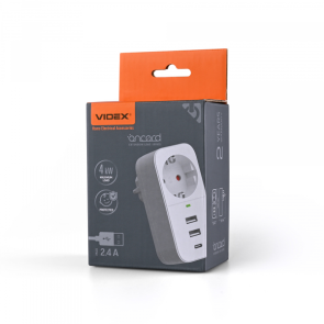 Сетевой адаптер VIDEX ONCORD с/с 1п 2.4A 2USB+USB-C White №10