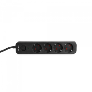 Мережевий подовжувач VIDEX ONCORD з/з 4п 3м (3x1.5мм) з кнопкою Black №13