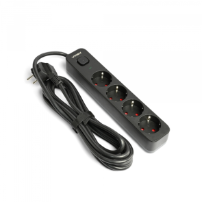 Мережевий подовжувач VIDEX ONCORD з/з 4п 3м (3x1.5мм) з кнопкою Black №16