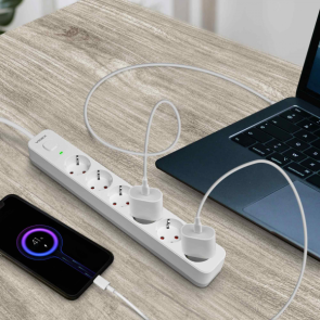 Сетевой удлинитель VIDEX ONCORD с/с 6п 3м (3x1.5мм) с кнопкой White №21