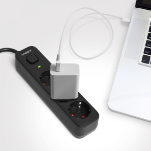 Сетевой удлинитель VIDEX ONCORD с/с 3п 3м (3x1.5мм) с кнопкой Black №21