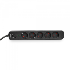 Мережевий подовжувач VIDEX ONCORD з/з 5п 3м (3x1.5мм) з кнопкою Black №15
