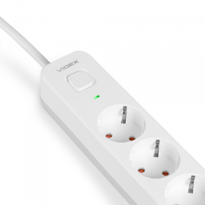 Сетевой удлинитель VIDEX ONCORD с/с 3п 3м (3x1.5мм) 2.4А 2USB+USB-C с кнопкой White №16