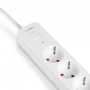 Сетевой удлинитель VIDEX ONCORD с/с 5п 3м (3x1.5мм) с кнопкой White №14
