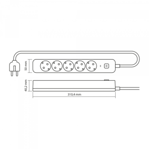 Сетевой удлинитель VIDEX ONCORD с/с 5п 3м (3x1.5мм) с кнопкой White №22