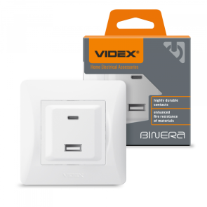 Розетка USB-A+USB-C PD20W белая VIDEX BINERA №1