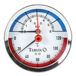 Термоманометр Tervix Pro Line 80/0-6 бар, 0-120 С акс., с монтажным клапаном R1/2" №2