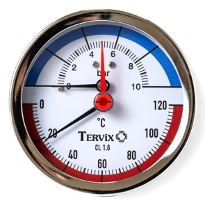 Термоманометр Tervix Pro Line 80/0-10 бар, 0-120 С акс., с монтажным клапаном R1/2" №2