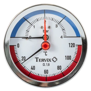 Термоманометр Tervix Pro Line 80/0-4 бар, 0-120 С акс., с монтажным клапаном R1/2" №2
