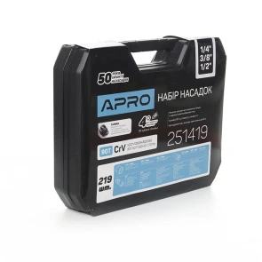 Набор насадок CrV ¼, ⅜, ½ (90Т) (219 шт) APRO №11