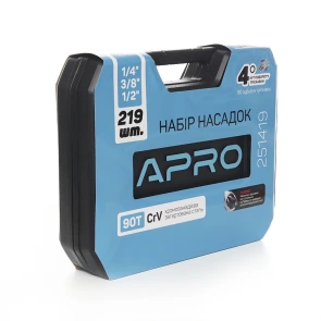 Набор насадок CrV ¼, ⅜, ½ (90Т) (219 шт) APRO №14