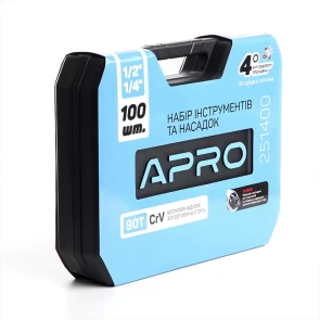 Набор насадок и инструментов CrV ¼, ½ ( 90Т) (100 шт) APRO №14