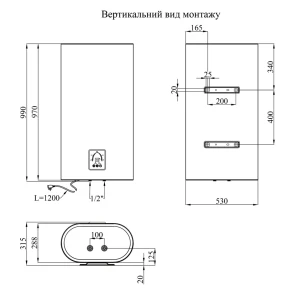 Водонагрівач Kroner Flacher K80F2-D з сухим ТЕНом №2