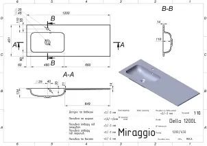 Умивальник Miraggio DELLA 1200 L №7