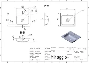 Умывальник Miraggio DELLA 500 №8