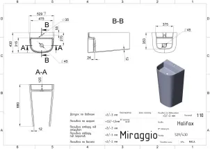 Умывальник Miraggio HALIFAX (MATT) №4
