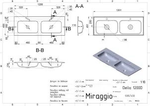 Умивальник Miraggio DELLA 1200-2 №8