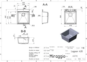 Кухонная мойка Miraggio LAGOON 420 (GRAY) №4