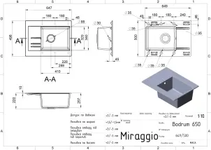 Кухонна мийка Miraggio Bodrum 650 (GRAY) №3