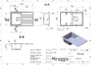 Кухонная мойка Miraggio Versal (GRAY) №4