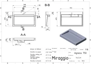 Умивальник Miraggio AGNESS 750 №7