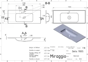 Умывальник Miraggio DELLA 1100 №7