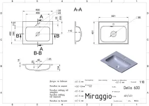 Умывальник Miraggio DELLA 600 №7