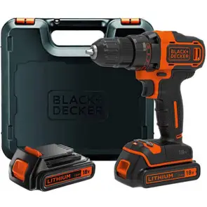 Дрель-шуруповерт аккумуляторный BLACK+DECKER BDCDD186KB №1