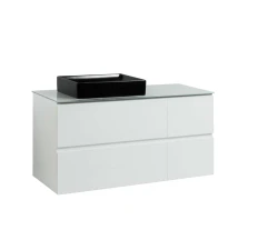 Тумба SANWEST GROUP VELMA 120 біла +стільниця біла +чаша Грейс чорна купити