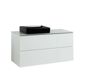 Тумба SANWEST GROUP VELMA 120 біла +стільниця біла +чаша Грейс чорна №1