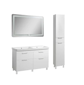 Комплект Монако белый Т-8 Д с умывальником Оливер 120+ пенал+ ручки белые №10