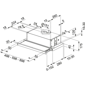 Вытяжка Franke телескопическая, 50см, 518м.куб/час, Flexa FTC532LWH, белый №3