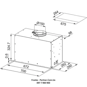 Вытяжка Franke встраиваемая 70см, 1120м.куб/час, Box Flush Evo FBFE XS A70, нерж №2