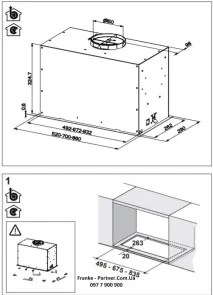 Вытяжка Franke встраиваемая 70см, 1120м.куб/час, Box Flush Evo FBFE XS A70, нерж №7
