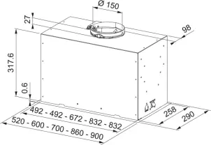 Витяжка Franke вбудовувана, 70см, 1250м.куб/год, Box Flush Basic FBFE BK A70, чорний №7