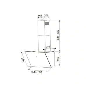 Вытяжка Faber наклонная, 60см, 1160м.куб/час, VRT BK A60 2LS, черный №8