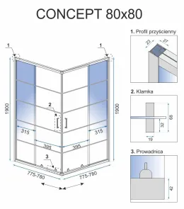 Душевая кабина REA CONCEPT 80х80 BLACK №1