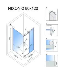Душова кабіна REA NIXON 80х120 L CHROME №2