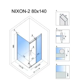 Душова кабіна REA NIXON 80х140 L CHROME №2
