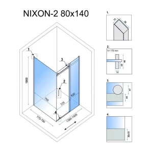 Душова кабіна REA NIXON 80х140 P CHROME №5
