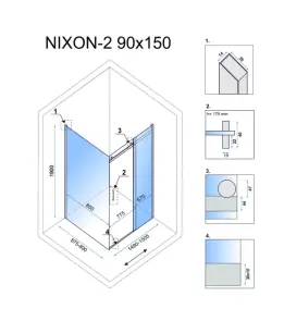 Душова кабіна REA NIXON 90х150 L CHROME №2