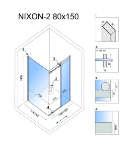 Душова кабіна REA NIXON 80х150 P CHROME №5
