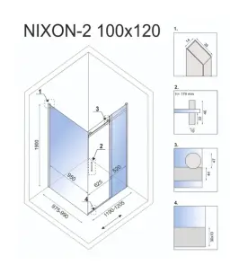 Душова кабіна REA NIXON 100х120 L CHROME №2