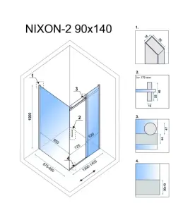 Душевая кабина REA NIXON 90х140 L CHROME №2