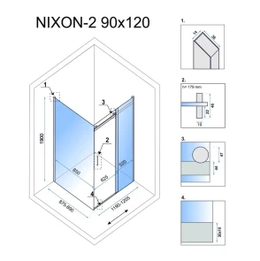Душевая кабина REA NIXON 90х120 P CHROME №5
