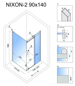 Душова кабіна REA NIXON 90х140 P CHROME №7
