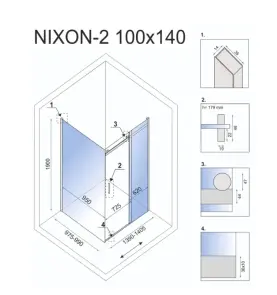 Душова кабіна REA NIXON 100х140 L CHROME №2