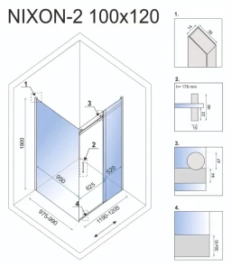Душова кабіна REA NIXON 100х120 P CHROME №7